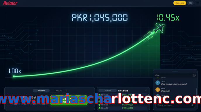 Main screen of Www.mariascharlottenc.com aviator page for PK players
